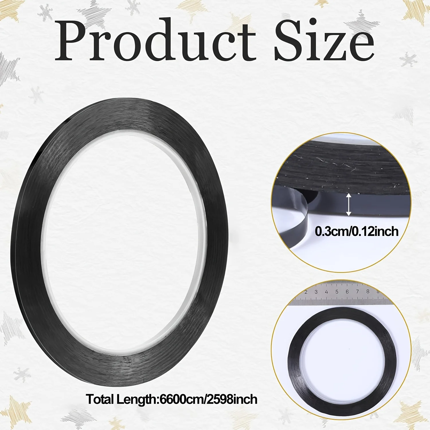 Black Whiteboard Tape 3 Rolls, 1