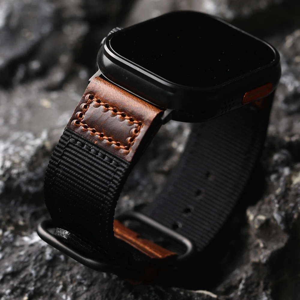 Geflochtenes Nylonarmband für Apple Watch 49 mm, 45 mm, 44 mm, 42 mm, 41 mm, 42 mm, Ultra 2 S9 S8, doppeltes, verschleißfestes, wasserdichtes Armband