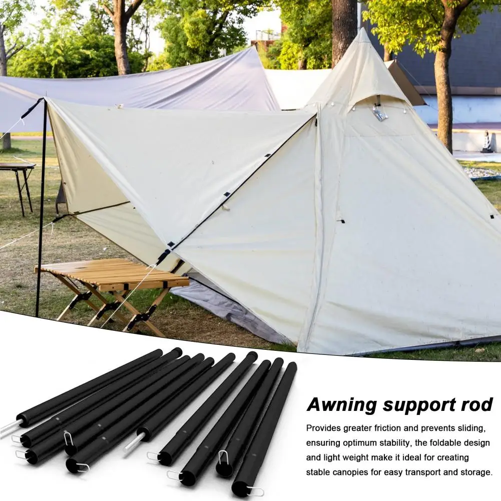 Quick Setup Tent Poles Heavy Duty Metal Canopy Support Pole for Outdoor Beach Camping Sunshade 10 Sections Iron Rod for Hammock