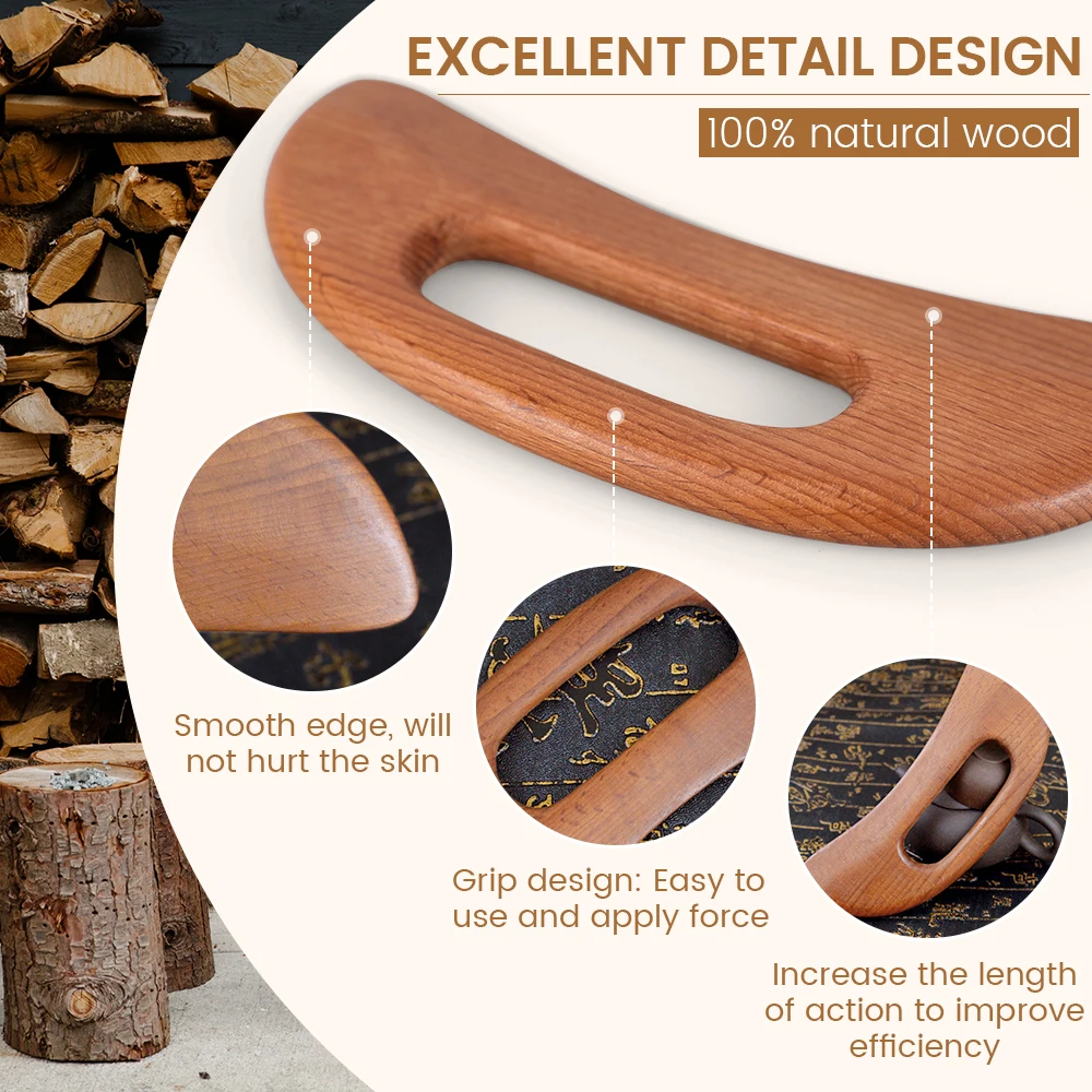 1Pc Body Gua Sha Tool Wooden Lymphatic Drainage Tool for Anti Cellulite and Relieve Muscle Fatigue Massage Tools for Neck Back