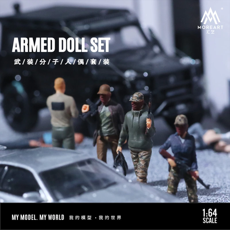 

2025 New 1:64 Scale Armed Doll Set Handmade Painted Simulation Resin Model DIY Scene Matching Holiday Gift Toy Model Figurine