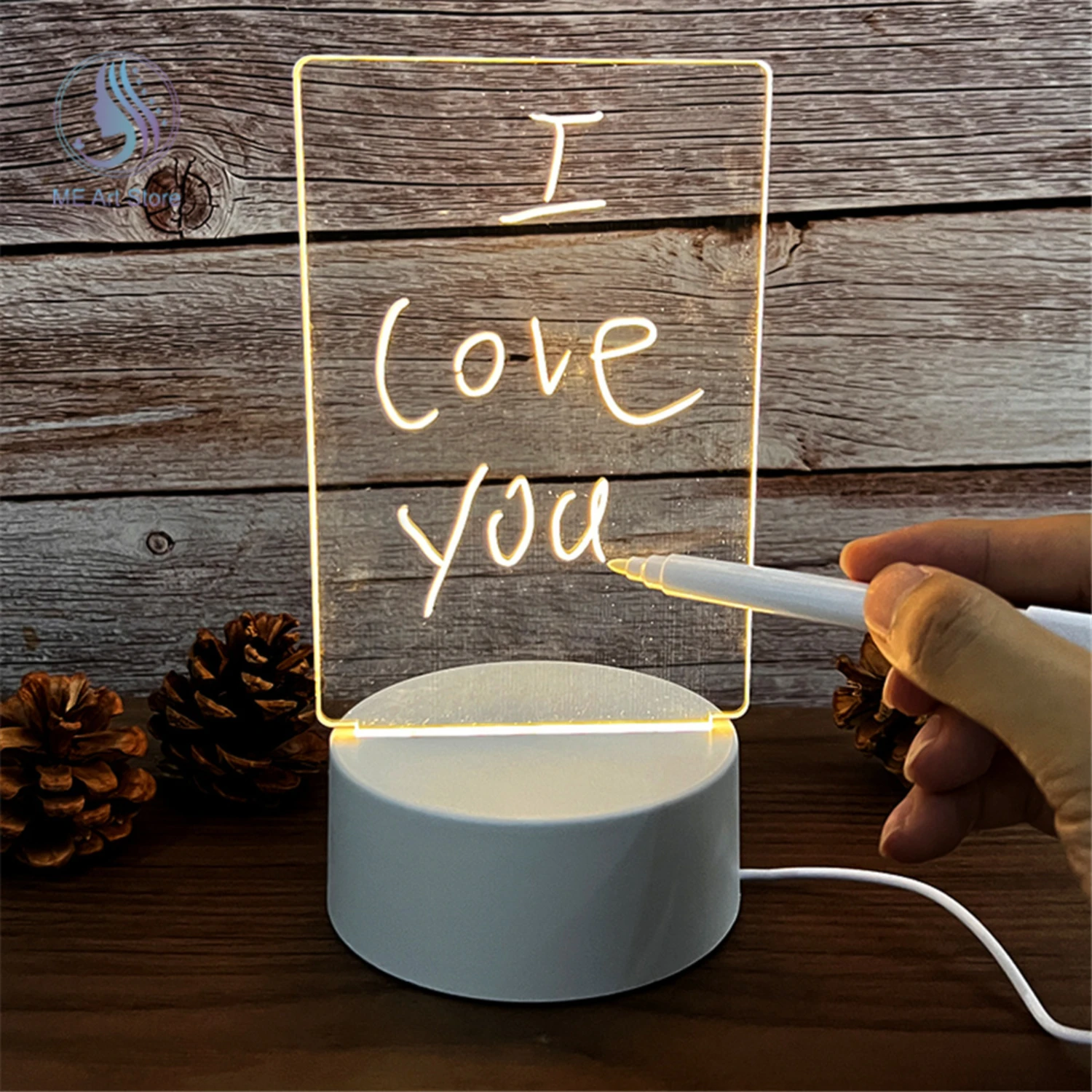 Nieuwe Creatieve Led Nachtlamp Prikbord Met Pen-Usb Plug-In Beschrijfbare Lamp Voor Kinderen, Vriendin-Perfect Cadeau Voor Endl