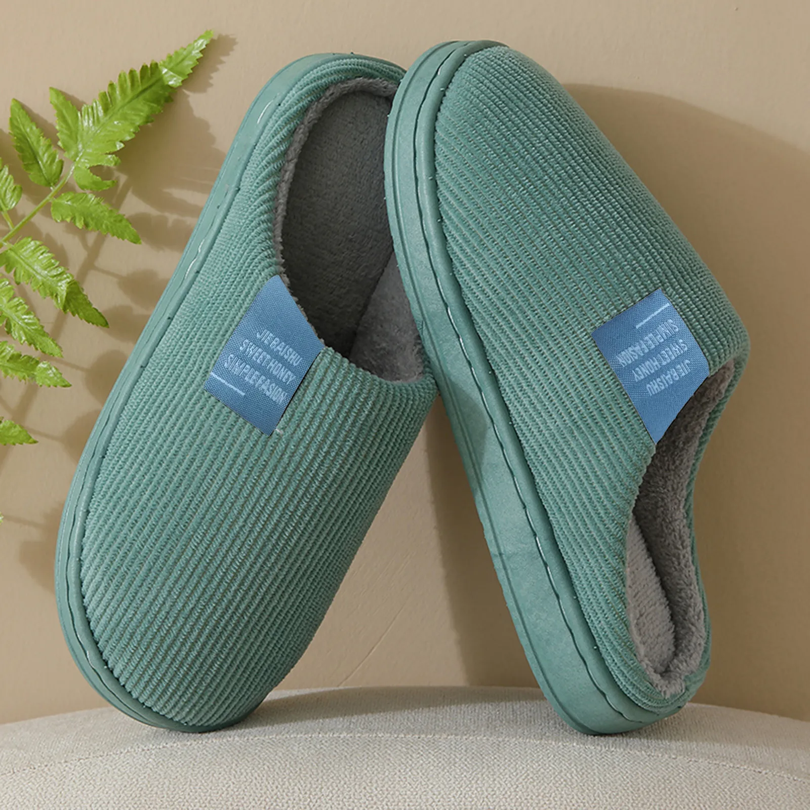 

Men Winter Warm Fur Slippers House Non-Slip Soft Shoes Women Comfort Flat Heel Slides Home Indoor Bedroom Zapatillas Casa Mujer