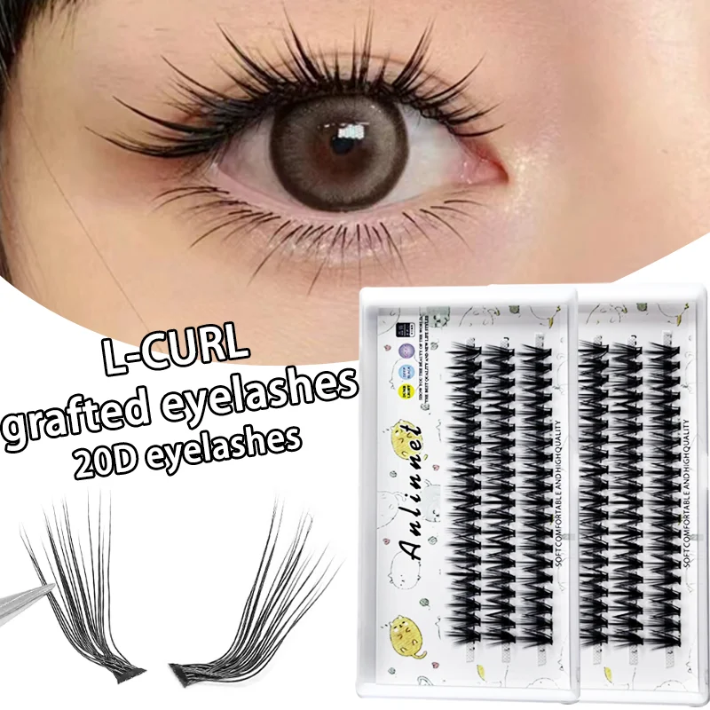 Cluster Lashes 20D L Curl 1box/60 Individual Eyelash Natural Eyelash extension 3D Russia Makeup Tools Lashes Faux Mink