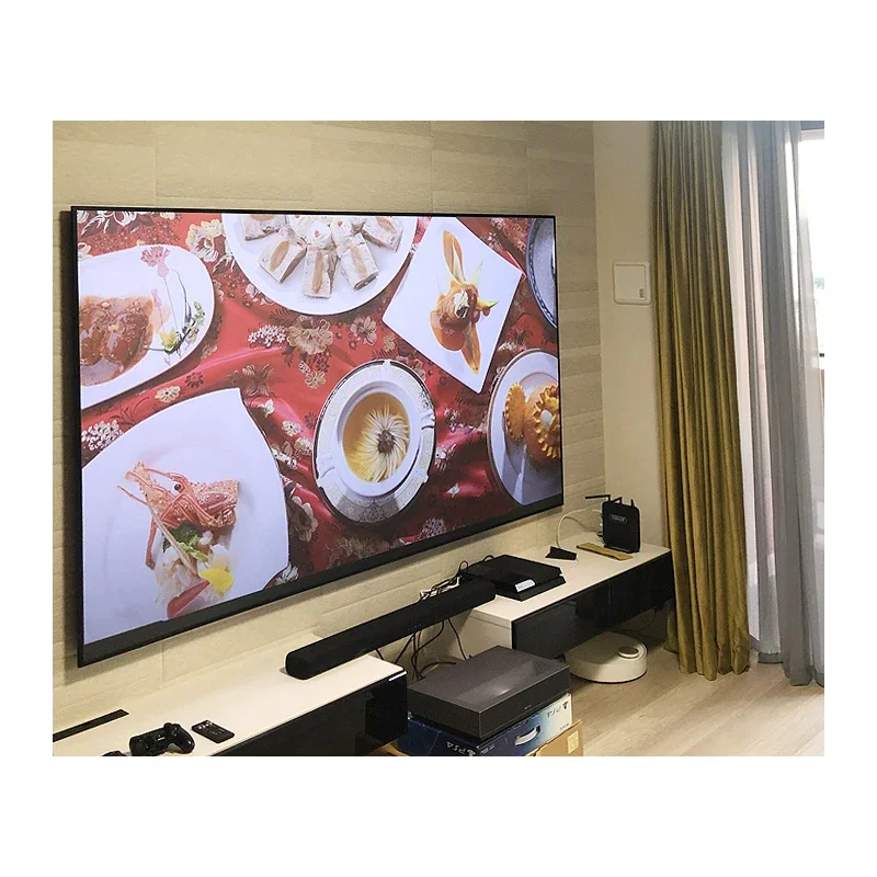 100 120 150 Inch Fixed Frame Projector Screen 4K HD ALR Long Short Throw Projection Screen for Home Theater