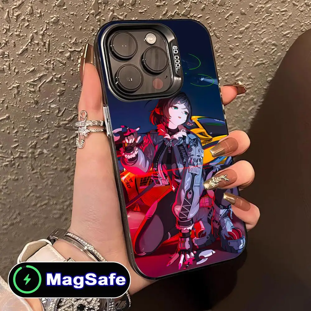 حافظة هاتف Zenless Zone Zero Jane Doe لهاتف iPhone 16 15 14 13 12 11 Pro Max Plus MagSafe شفافة اللون واقية فاخرة