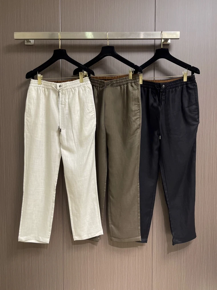 

Italian Style Men's Summer Casual Pants Straight Leg Comfortable Pure Color Fashion Business Versatile Linen Trousers