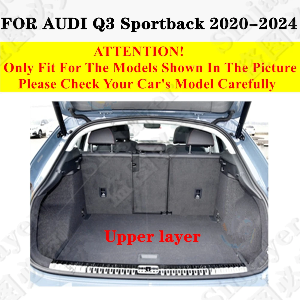 High Side Car Trunk Mat For Audi Q3 Sportback 2024 2023 2022 2021 20 Tail Boot Tray luggage Pad Rear Cargo Liner Protect Carpet