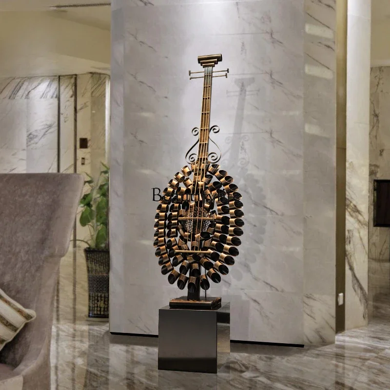 New Chinese musical instrument pipa metal ornament hotel clubhouse ktv music landing large sculpture