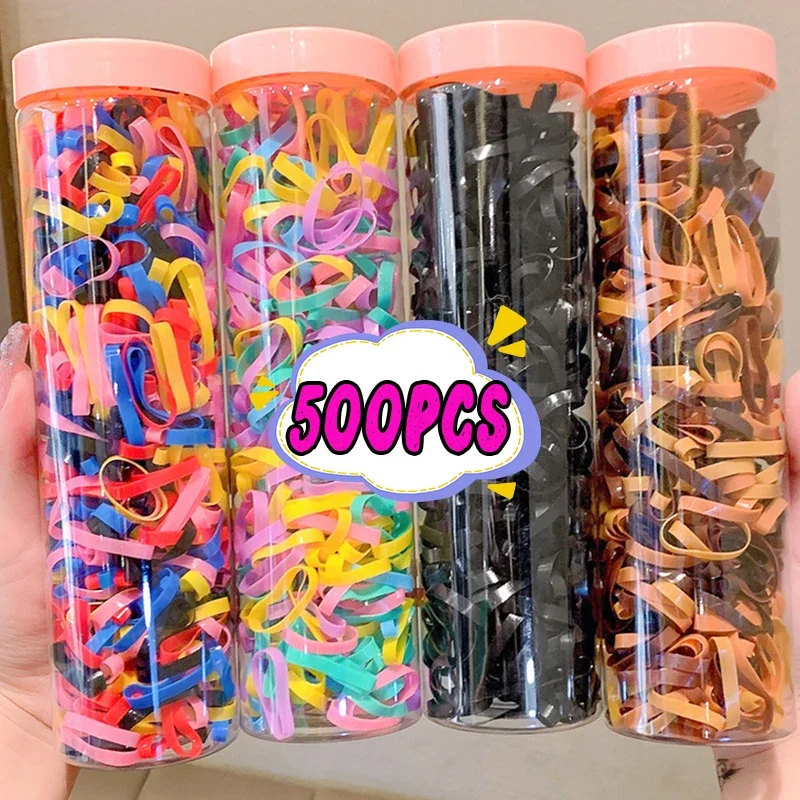 1000/500pcs High Elasticity Thicken Disposable Rubber Bands Girls Pigtail Holder Hair Ties Colorful Hair Band Hair Accessories