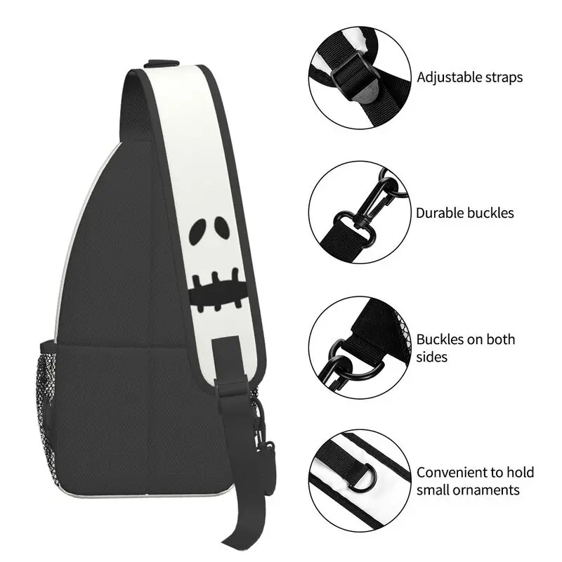 Smiling Jack Skellington Sling Chest Bag The Nightmare Before Christmas Crossbody Shoulder Backpack for Men Daypack