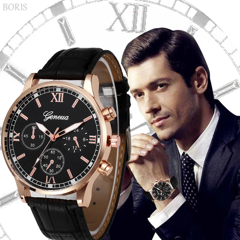 Men Business Watch Stylish Casual Men Classical Big Dial Leather Strap Watches Mature Style Quartz Clock Relogio Feminino 2019