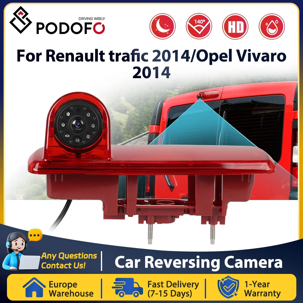 Podofo telecamera per luce freno di Backup per visione notturna IR impermeabile ad alta definizione per Renault trafic 2014/Opel Vivaro 2014