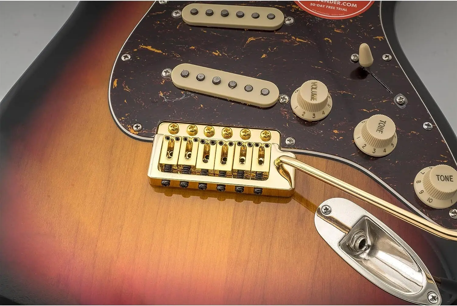 جسر تريمولو ويلكنسون WOV09 ديلوكس 52.5 ملم 6 براغي، لمسة نهائية من الكروم الذهبي، للقيثارات St Style #1