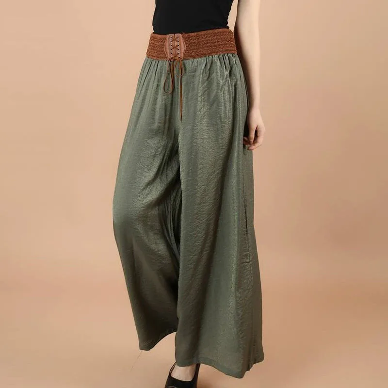 

Vintage Plus Size Baggy Wide Leg Pants Woman Summer Thin High Waisted Cotton Linen Casual Pants Streetwear Soft Comfort Trousers