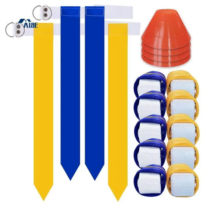 

A18E-Flag Football Set Complete Indoor & Outdoor Training Set 10 Player Flag Football Belts And Flags Set Yellow&Red