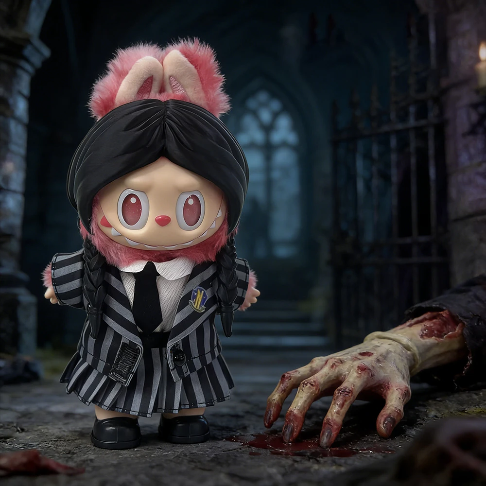 Poppenkleding voor Labubu 3.0 Cartoon Schooluniform Rollenspel Vinyl Pluche Poppenkleding Accessoires Mode Westerse TV-outfits