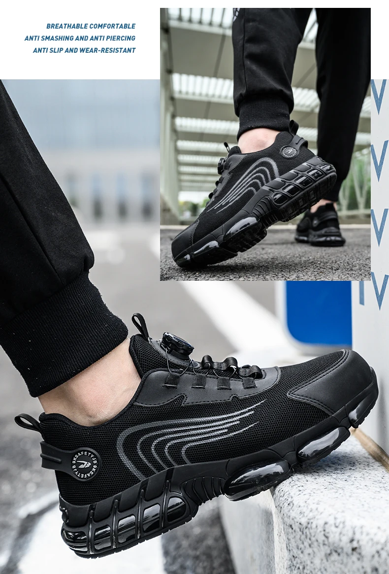 Rotierende Knopf Sicherheitsschuhe Männer Stahlkappe Sneaker Air Kissen Arbeit Mann Pannensichere Arbeitssicherheit Industrielle Schutzschuhe – Detail 21