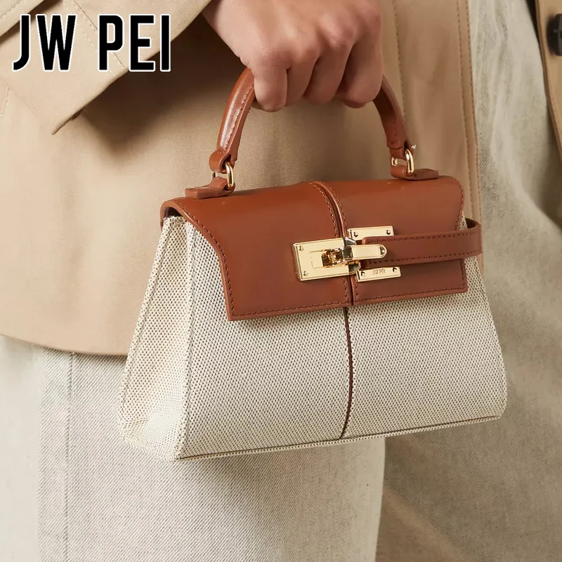 JW PEI Elise Classic Trapezoid Top Handle Bag Genuine Leather Women's Shoulder Bag Crossbody Purse Quiet Luxury Fashion Handbag