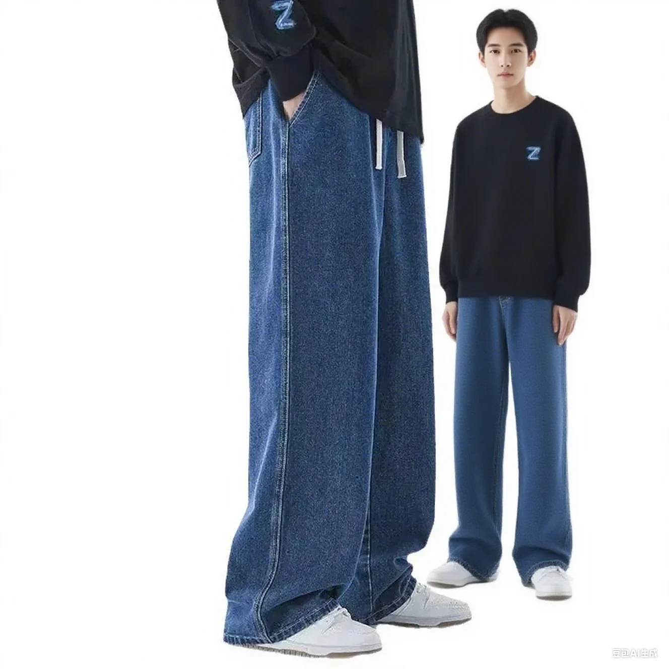 

Новые мужские повседневные брюки 2025 года, модные свободные джинсы, прямые широкие брюки, мужская уличная одежда