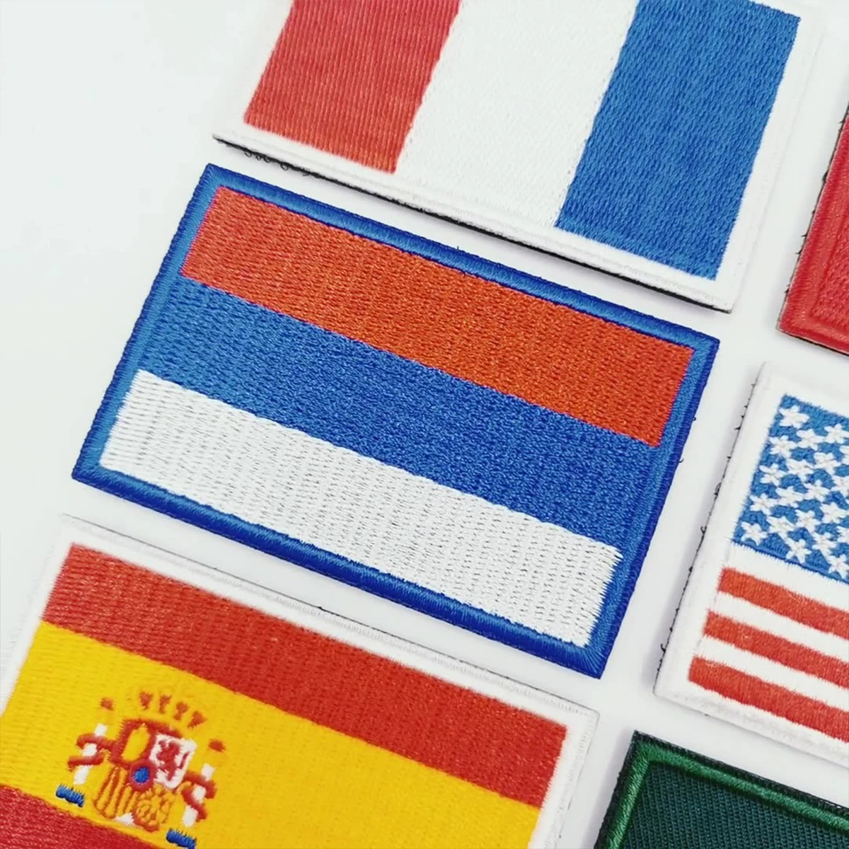 Embroidery National Flag Patch Russia Spain France EU Tactical Military Patch Army Backpack Fabric Decoration Patches on Clothes