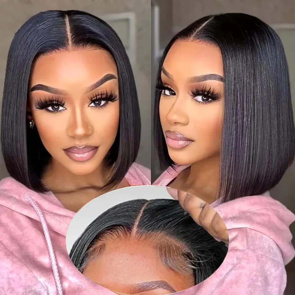 Wear And Go 6x4 Glueless Transparent Lace Wig With Baby Hair Glueless 4x4 Bob Wig For Women Lace Wigs Pre Plucked Bleached Knots