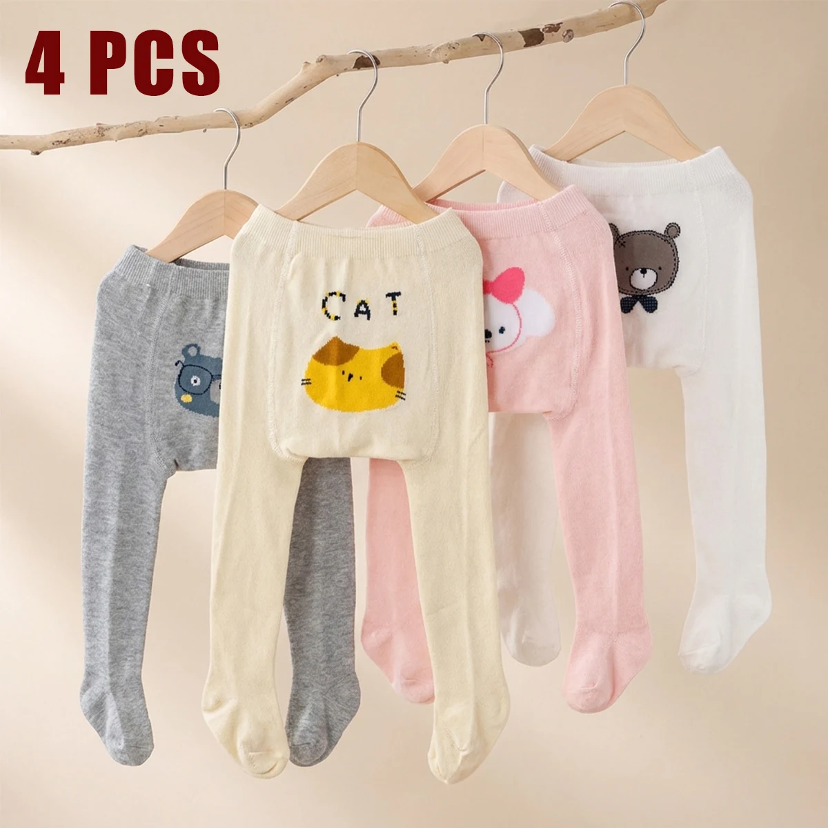 4 PCS kids tights baby toddler leggings, cute and cartoon - styled, with a moderate thickness. They are soft and skin - friendly
