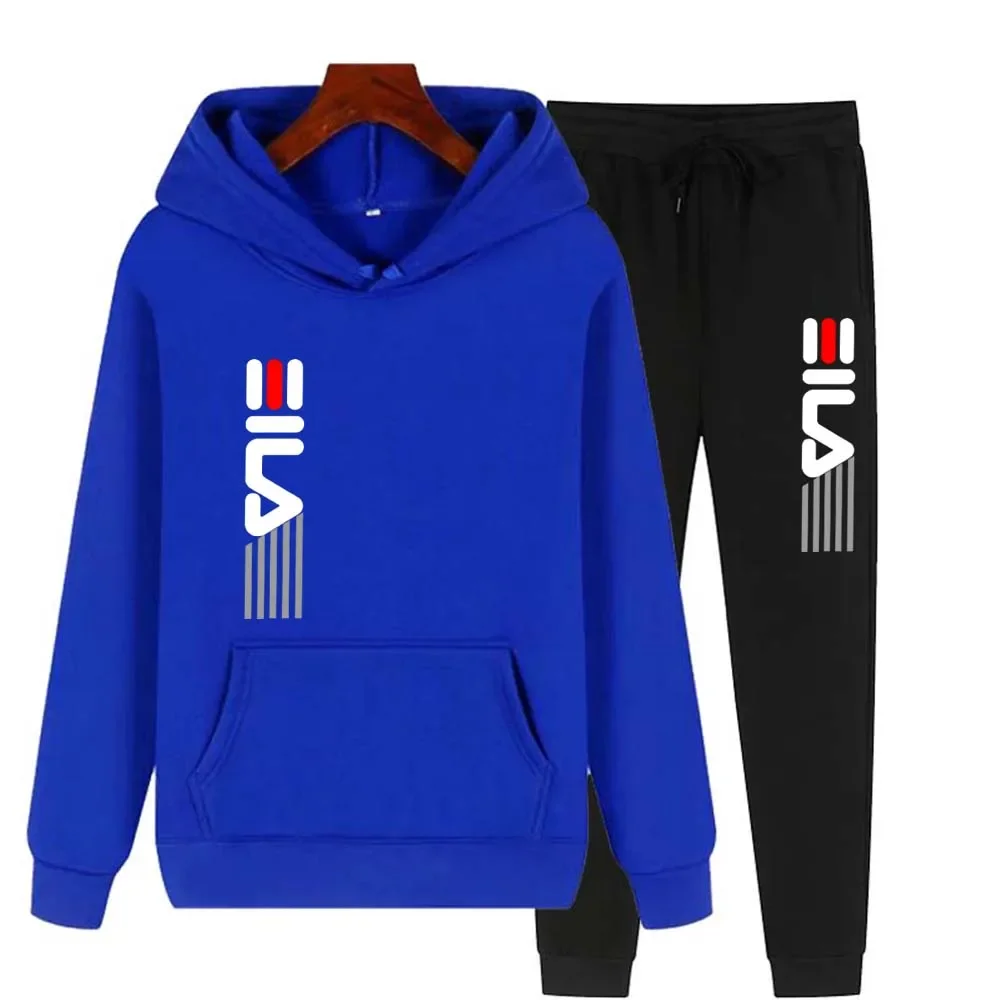 Men Women Autumn Hooede Sports Suit Fleece Hoodies+Sweatpants Fitness Training Kit Pullover Male Sportswear Jogging Running Sets