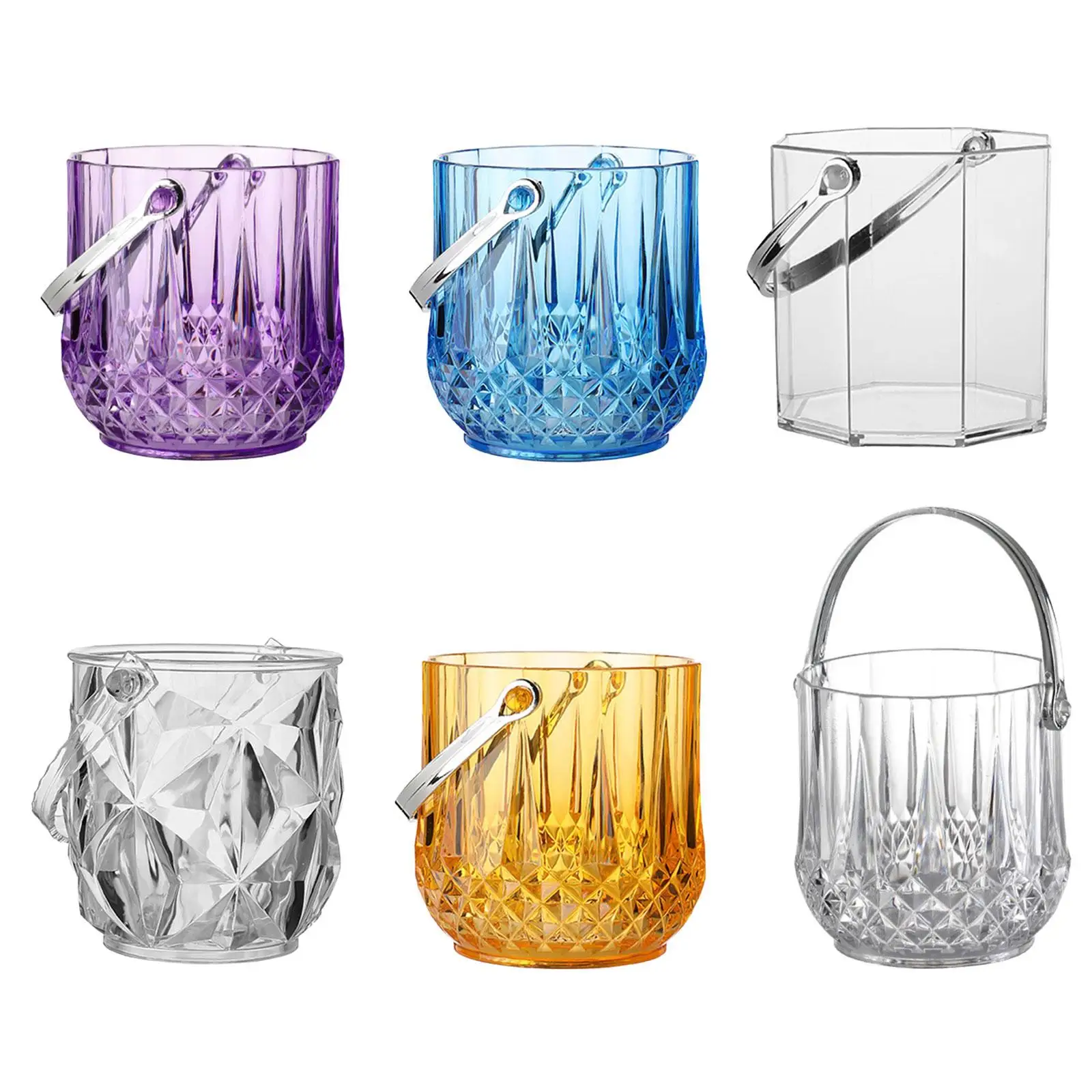 Ice Bucket Ice Tub and Tongs with Handle Bucket for Restaurant Parties Champagne