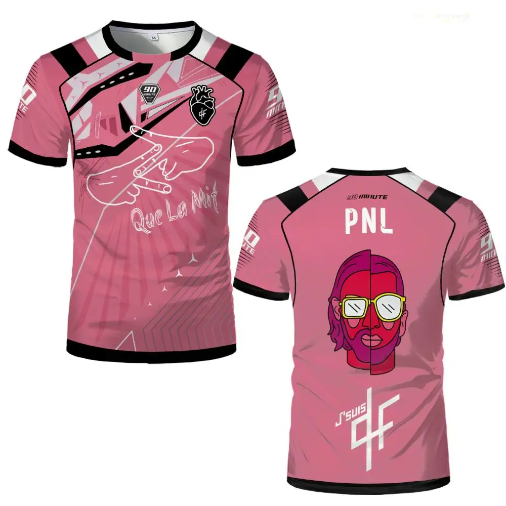 PNL Maillots 90Minute Jersey Printed Breathable Football Training T-shirt Men's And Women's Trendy Short-sleeved Crew Neck Tees