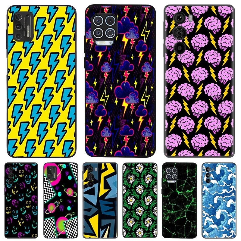 Anti-Drop Soft Phone Case For Motorola G73 G9 G50 G51 G60 G71 G22 G32 G52 G72 G53 Edge 40 30 20 Colorful Tornado Lightning Cover