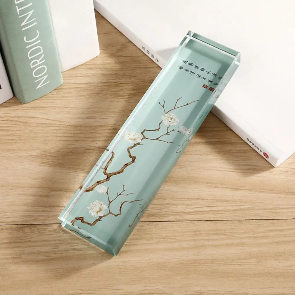 Heavy Enough Clear Crystal Paperweight Pressing Paper Flat Smooth Surface Writing Town Ruler Rectangle Desktop Ornament