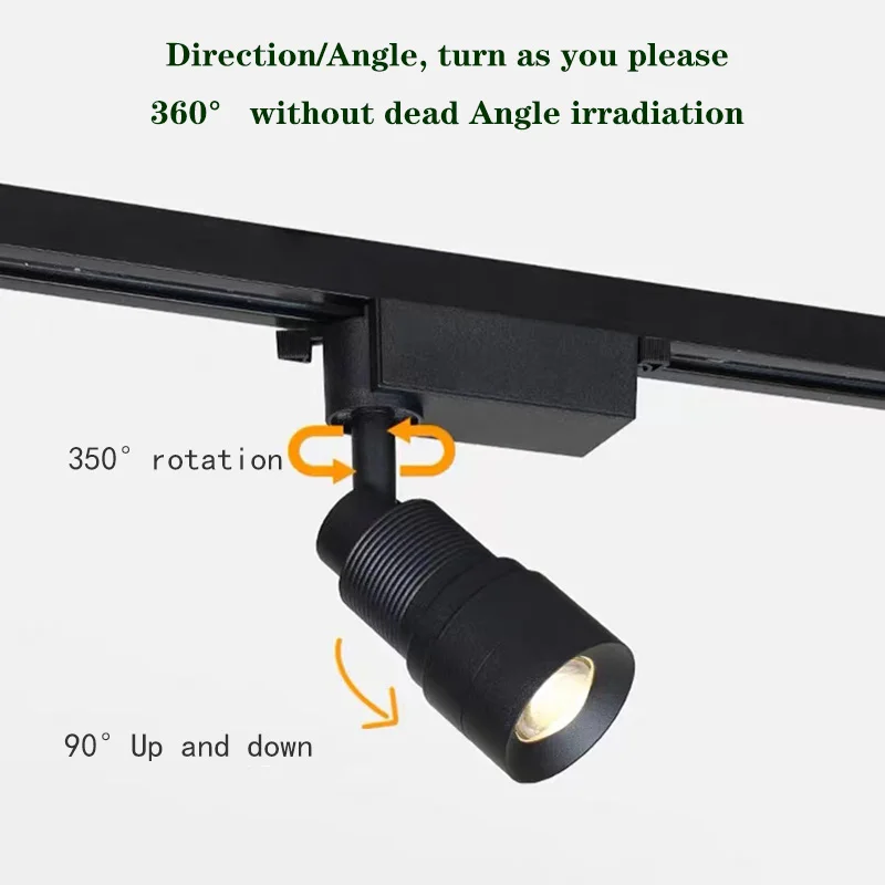 LED Adjustable Spotlight Store Restaurant Track light Small Angle COB Ceiling light 8°~60° Focusing Suitable for Cafe Museum