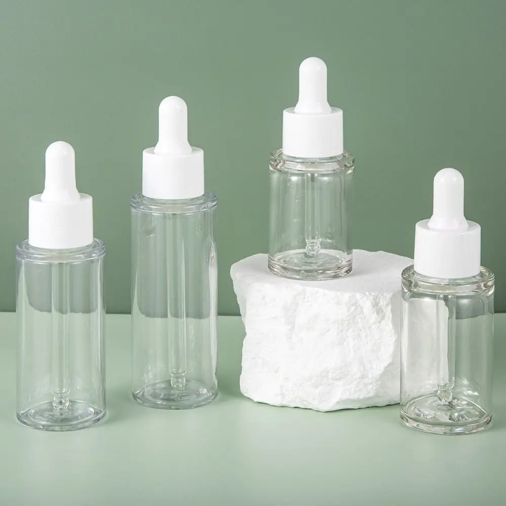 20-50ml Essential Oil Dropper Bottles White Plastic Refillable Bottles Transparent Cosmetic Liquid Containers