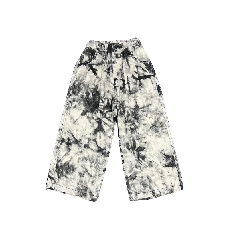 

Fashion Print Tie Die Boys Pants Korean Children's Clothing Kids Clothes Casual Denim Elastic Waist Trousers
