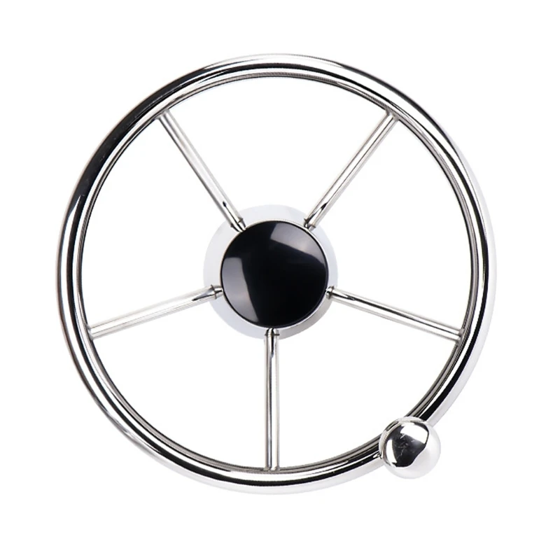 57BA Polished Stainless Steel Boat Steering Wheel 13.5 Inch Suitable For Yachts Vessels Marine Helms Offering Aesthetic Appeal