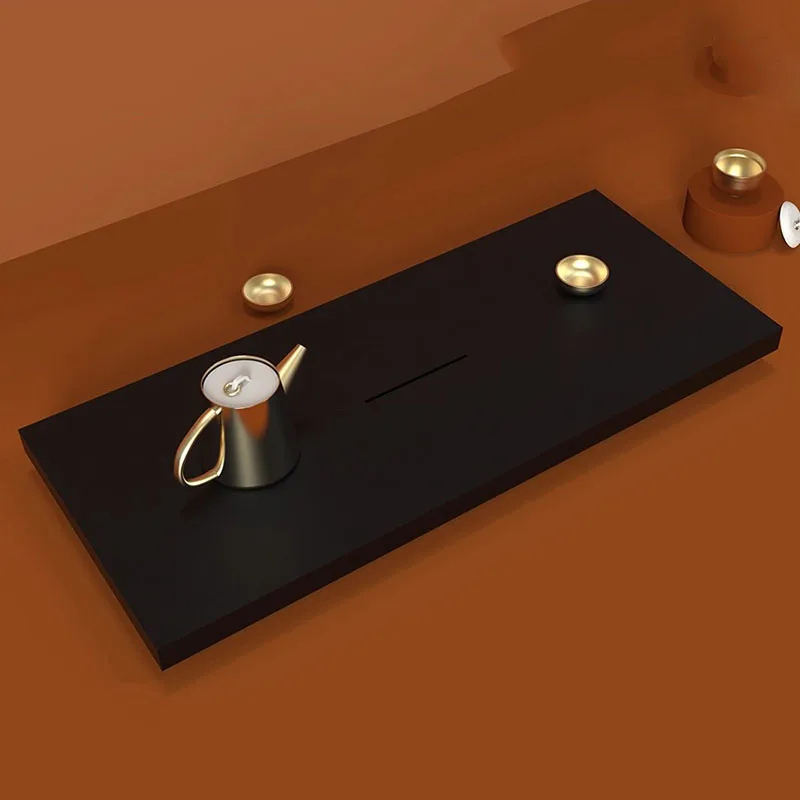 ^Black Hospitality Tea Tray Dining Living Room Tableware Rectangle Chinese Stone Luxury Tea Tray Accessories Bandejas Teaware