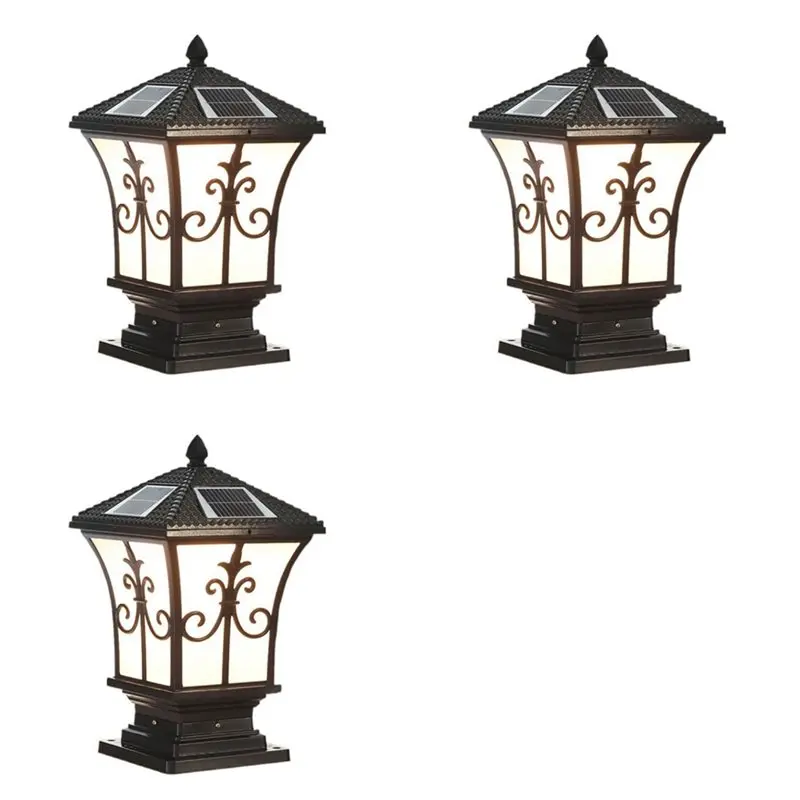 Lámpara Solar LED ALIM-3X para Postes, Iluminación Exterior del Anochecer al Amanecer, Lámpara Solar para Pilar, Luminaria Exterior LED