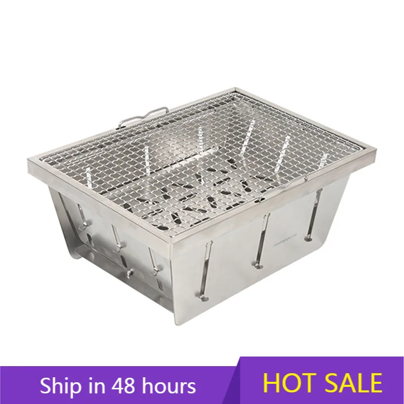 

POWER LEAP Portable 304 Stainless Steel Outdoor Camping Barbecue Oven Integrated Foldable Wood Stove for Charcoal Heating for BB