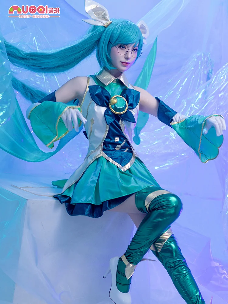 LOL Star Guardian Sona Cosplay Costume Game LOL Sona Costume Halloween Outfit Full Set LOL Character Green Cos Costume