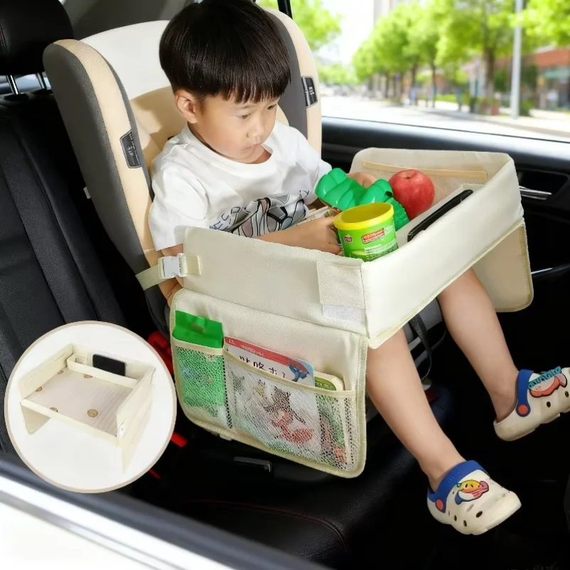 

Multi Functional Car Child Safety Seat Tray Waterproof Dining Table Storage for Baby Stroller Kids Travel