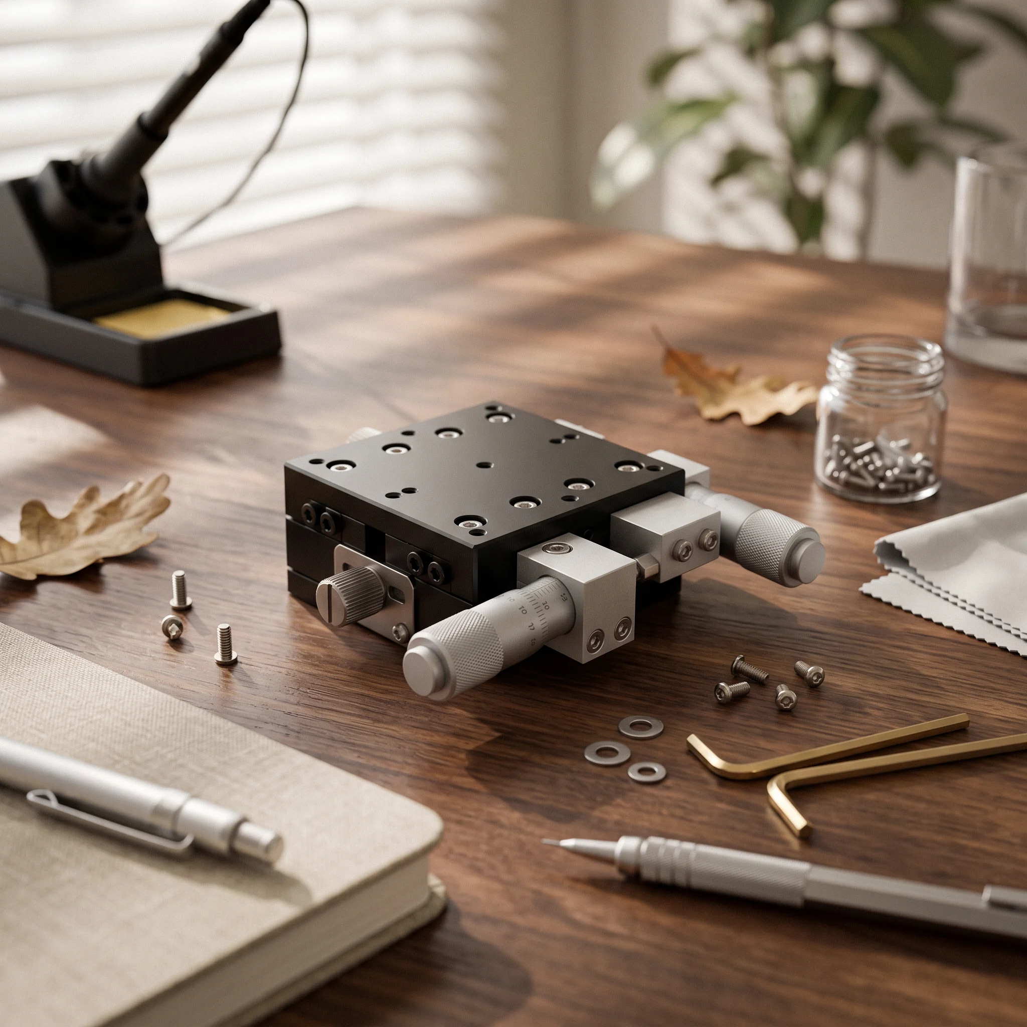 XY Micro-Positioning Stage Precision Manual Positioning Stage Cross-Slide Table Smooth Hardware Rigid for Machinists