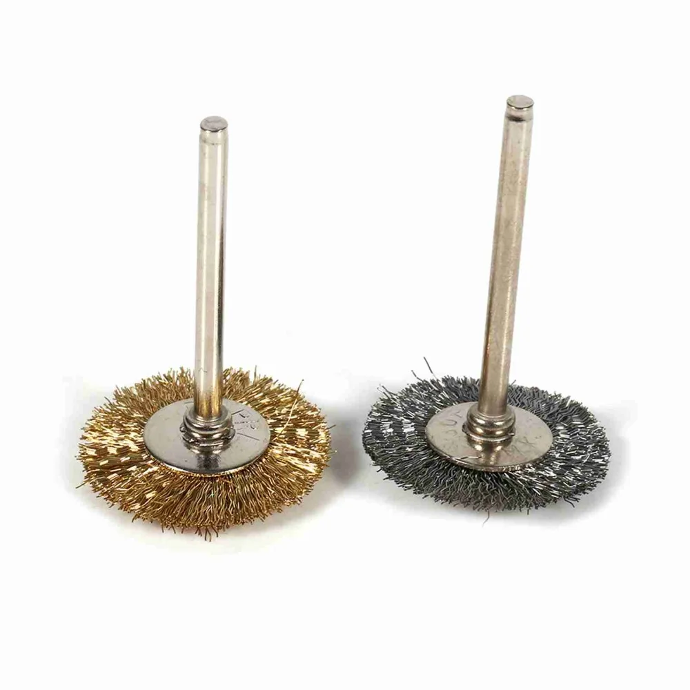 Juego de 36 cepillos de alambre de latón y acero inoxidable. ​ Kit de rueda de pulido y desbarbado con forma de rueda de copa de bolígrafo ​ ​ Herramientas rotativas para moler madera