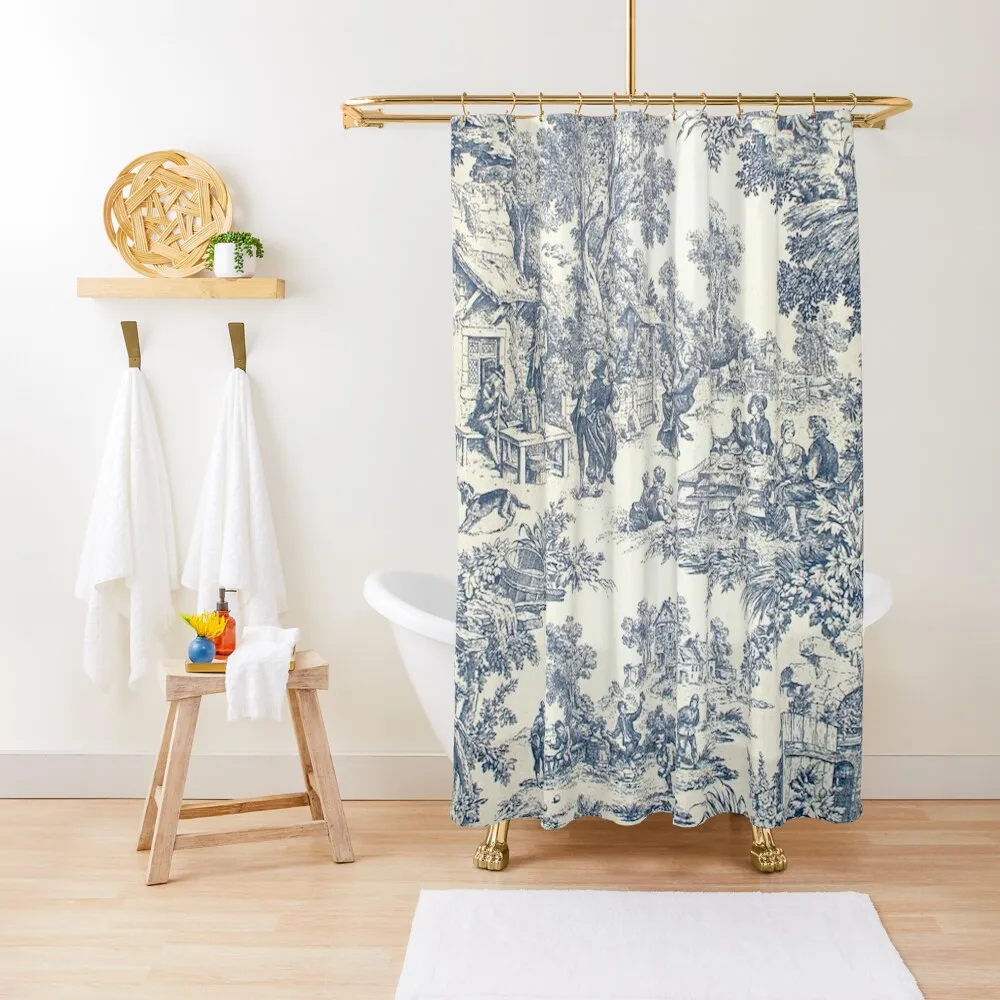 

Toile de Jouy Number 2 Shower Curtain Waterproof Fabric Shower Bathroom Accessory For Bathroom Shower Curtain