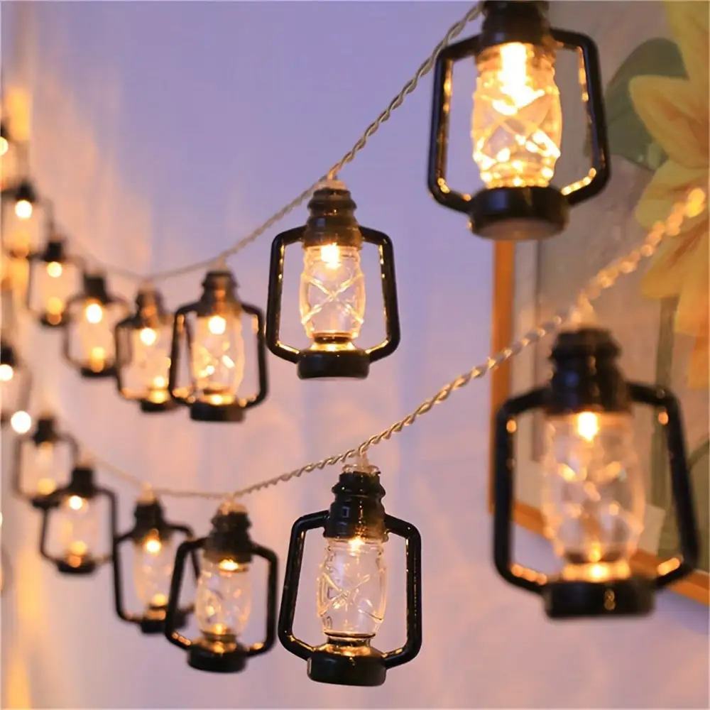 

1PC 1.5M10LED/3M20LED Black Lantern String Lights,Powered by AA Batteries(Excl),Used for Room,Party and Ramadan Decoration