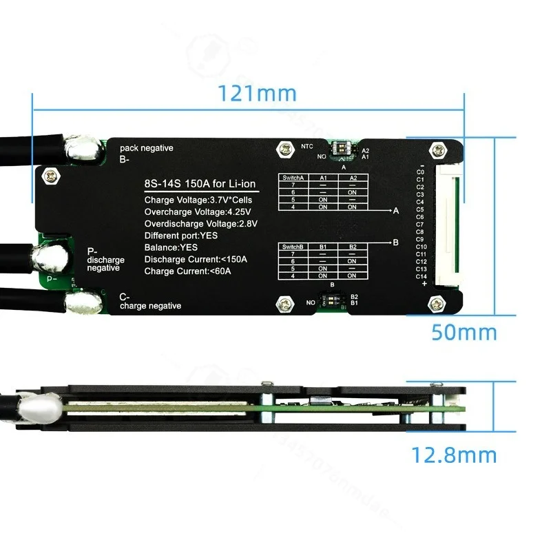 8-14S 150A Li-ion Battery Protection Board BMS NMC Cell Management System for E-bike E-scooter High Current Protection Module