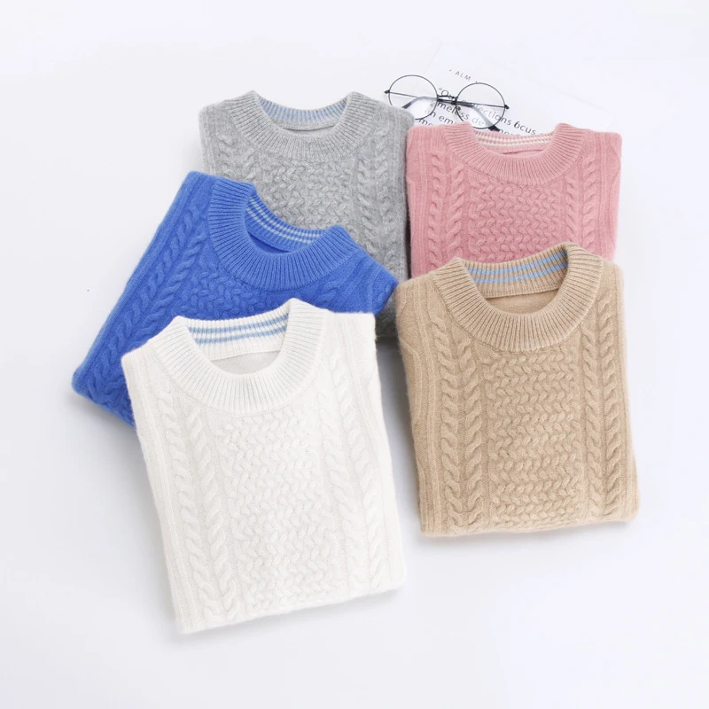 

Boys Winter Warm wool Sweater Girls Solid 100% Wool Undershirt Pullover Sweater Childrens cashmere Kids adolescent Sweater Coat