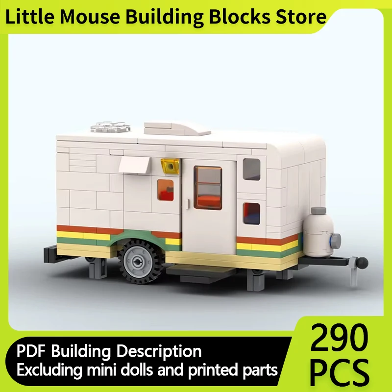 City Car Model MOC Building Bricks Cozy Camper Travel Trailer Caravan Modular Technology Gift Holiday Assemble Children Toy Suit