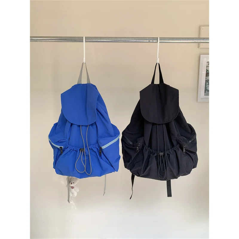 

Женский корейский модный рюкзак, легкие мягкие школьные сумки на шнурке для студентов колледжа, нейлоновые рюкзаки Y2k, дорожная сумка на шнурке