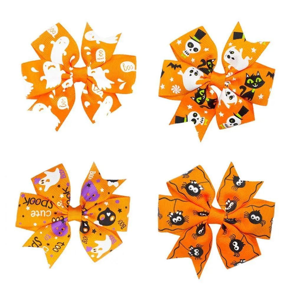 

Funny Skeleton Halloween Bow Hair Clip Pumpkin Spider Pumpkin Hairpin Korean Style Letter Bat Duckbill Clip Cosplay